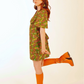 Green Paisley Butterfly Sleeve Minidress