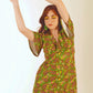 Green Paisley Butterfly Sleeve Minidress